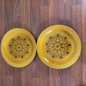Vintage Homer Laughlin GOLD CORTEZ 10-1/8" Dinner Plates Set of 2 HTF READ